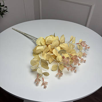 Букет добавка евкаліпт штучний жовтий, пластик 5 гілок 35 см, 5 шт/уп