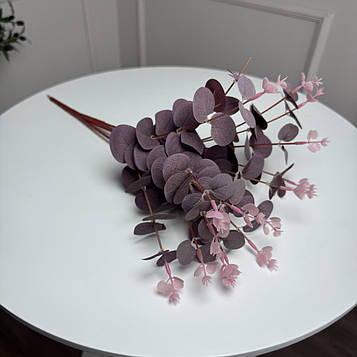 Букет добавка евкаліпт штучний сливовий, пластик 5 гілок 35 см, 5 шт/уп