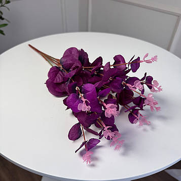 Букет добавка евкаліпт штучний фіолетовий, пластик 5 гілок 35 см, 5 шт/уп