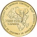 Камерун 7500 франків-5 африка 2006 рік Весілля Латунь  12.5g, ø 30.5mm №2189, фото 2