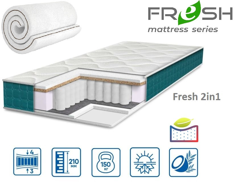 Матрац Fresh Spring 2в1 21см 150*200 (Вакумне скручування!), фото 1