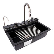 Кухонна мийка гранітна VALESO EVANORA 7546 чорний металік