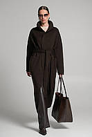 В'язане пальто з теплої напіввовняної пряжі гіркий шоколад