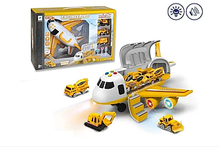Ігровий набір Six-Six-Zero A-241: Літак-трансформер з парковкою, звуком, світлом та 3 машинки спецтехніки