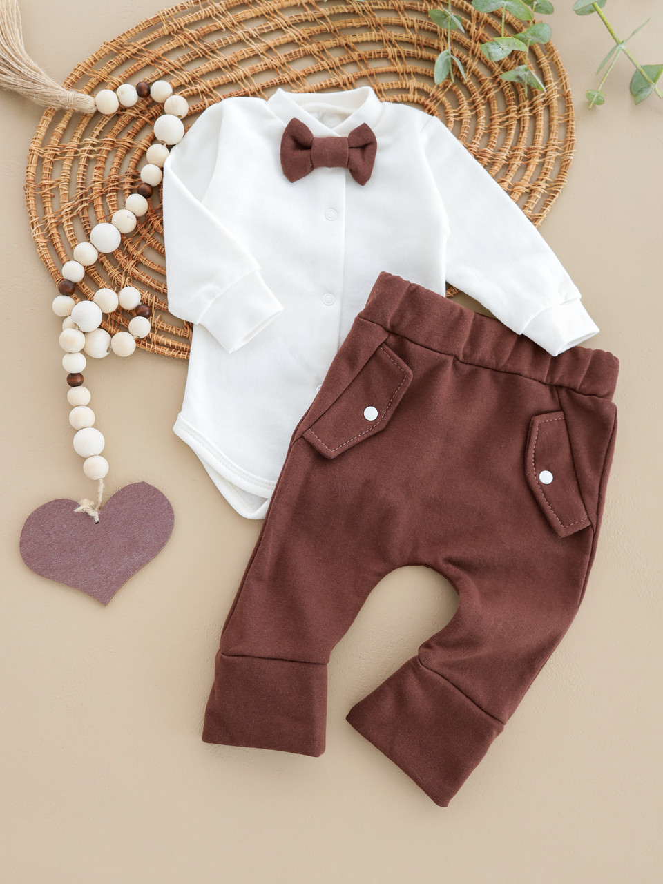 Теплий комплект «Джентельмен» для хлопчиків : боді + штанці (тканина футер), фото 1