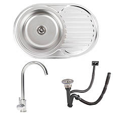 Комплект: мийка VALESO 7750 ДЕКОР 0,8/180 + змішувач VALESO 56 NESP