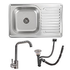 Комплект: мийка VALESO 7850 ДЕКОР 0,8/180 + змішувач VALESO NS02A