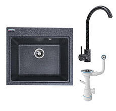 Комплект: мийка VESTA 5852 графіт + змішувач 56 B NESP графіт + сифон 1041