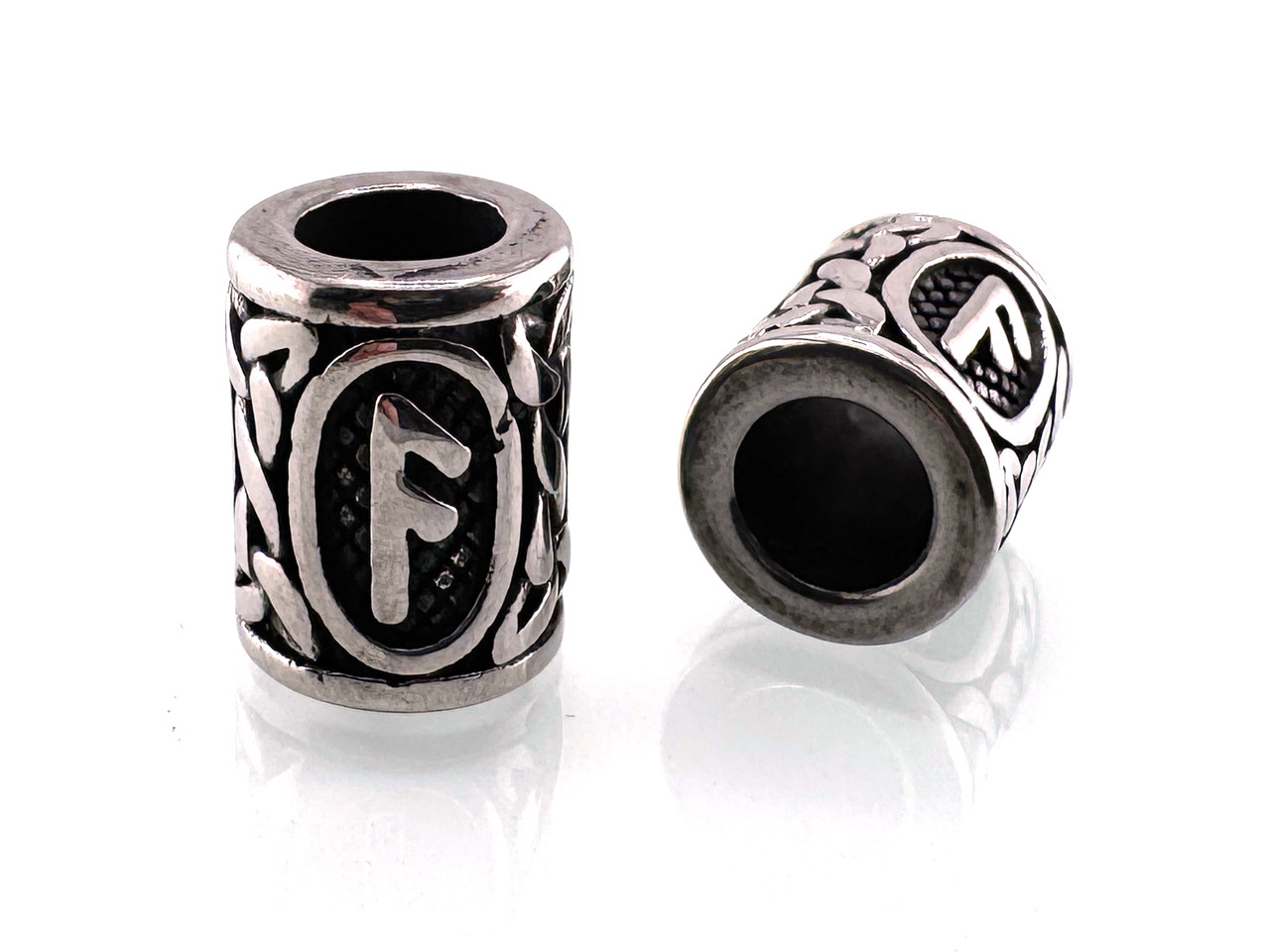 Руна Ансуз — намистина для дредів 14*10 мм, неірж сталь, фото 1