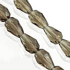 Намистини Скло Крапля, Прозорі, Грановані, Сірий, 11х8мм, Отвір 1мм, близько 60шт/71см/нитка, фото 2