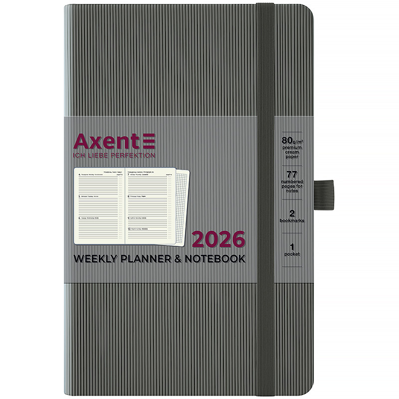 Щотижневик датований 2026 рік Axent Partner Lines 125х195 мм сірий 8515-26-03-A, 72753, фото 1