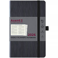 Щотижневик датований 2026 рік Axent Partner Lines 125х195 мм чорний 8515-26-01-A, 72751