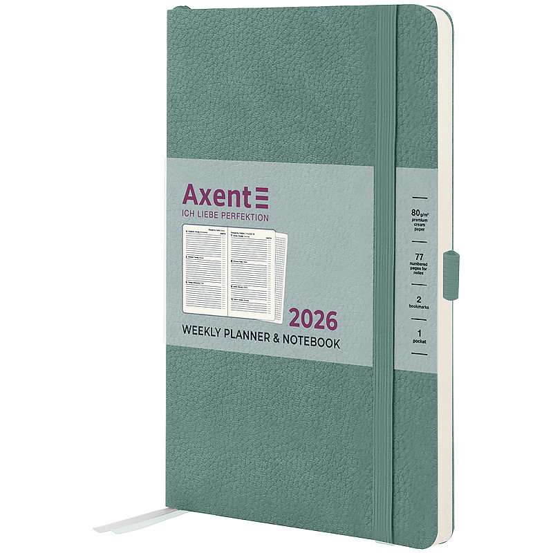 Щотижневик датований 2026 рік Axent Partner Soft Skin 125х195 мм сіро-лазурний 8509-26-48-A, 72746, фото 1