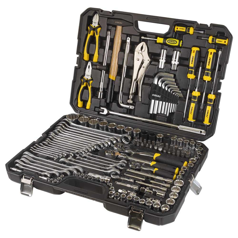 Набір насадок торцевих і біти, ключів, інструментів 1⁄4" 3⁄8" 1⁄2" 148 шт CrV SIGMA (6003801), фото 1