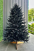 Чорна новорічна ялинка штучна лита Super Classic 180 см з дерев’яною підставкою
