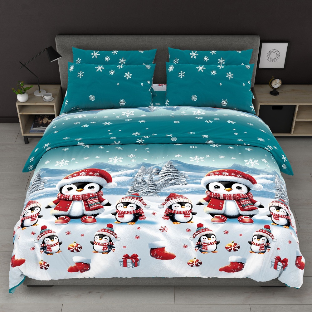 Різдвяні ліхтарики - Бязь Gold - Полуторний комплект постільної білизни, фото 1