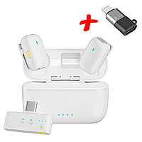 Бездротовий петличний мікрофон M19 для телефонів з Type-C White + Подарунок адаптер Type-C на Lightning