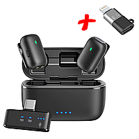Бездротовий петличний мікрофон M19 для телефонів з Type-C Black + Подарунок адаптер Type-C на Lightning