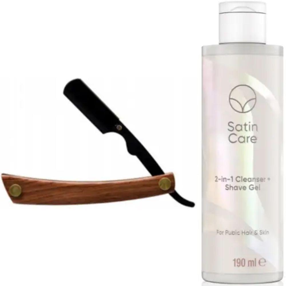 Небезпечна бритва/шавета розкладна Straight Razor + гель для гоління Gillette Venus Venus Satin Care 2 в 1, фото 1
