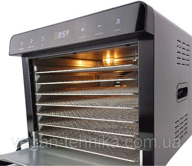 Професійний дегідратор Tekhniko DH-08A-BK (8 сталевих лотків) — сушарка для фруктів, овочів, грибів, м'яса Професійний дегідратор Tekhniko DH-08A-BK (8 сталевих лотків) — сушарка для фруктів, овочів, грибів, м'яса