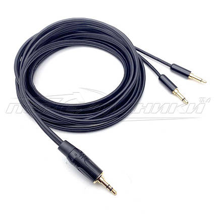 Аудіокабель HQ 3.5 mm стерео на 2*3.5 mm моно jack у екрані, фото 2