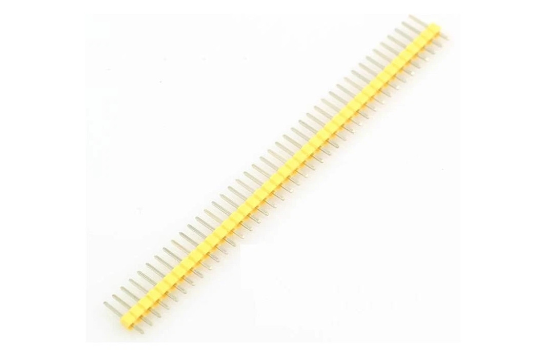 100 шт - Вилка пряма PLS 1x40 2.54 мм гребінка мідна (жовтий), фото 1