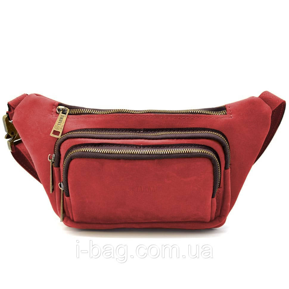 Шкіряна бананка напоєна з кінської шкіри червона RR-8179-3md TARWA, фото 1