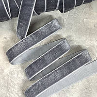 Стрічка велюр, ширина 1,5 см. колір -сірий, арт 06778, 1 метр, Сірий