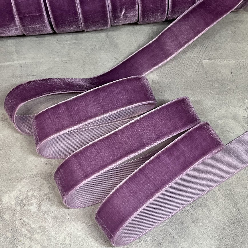 Стрічка велюр, ширина 1,5 см. колір-лавандовий, арт 06779, 1 метр, лавандовий, фото 1