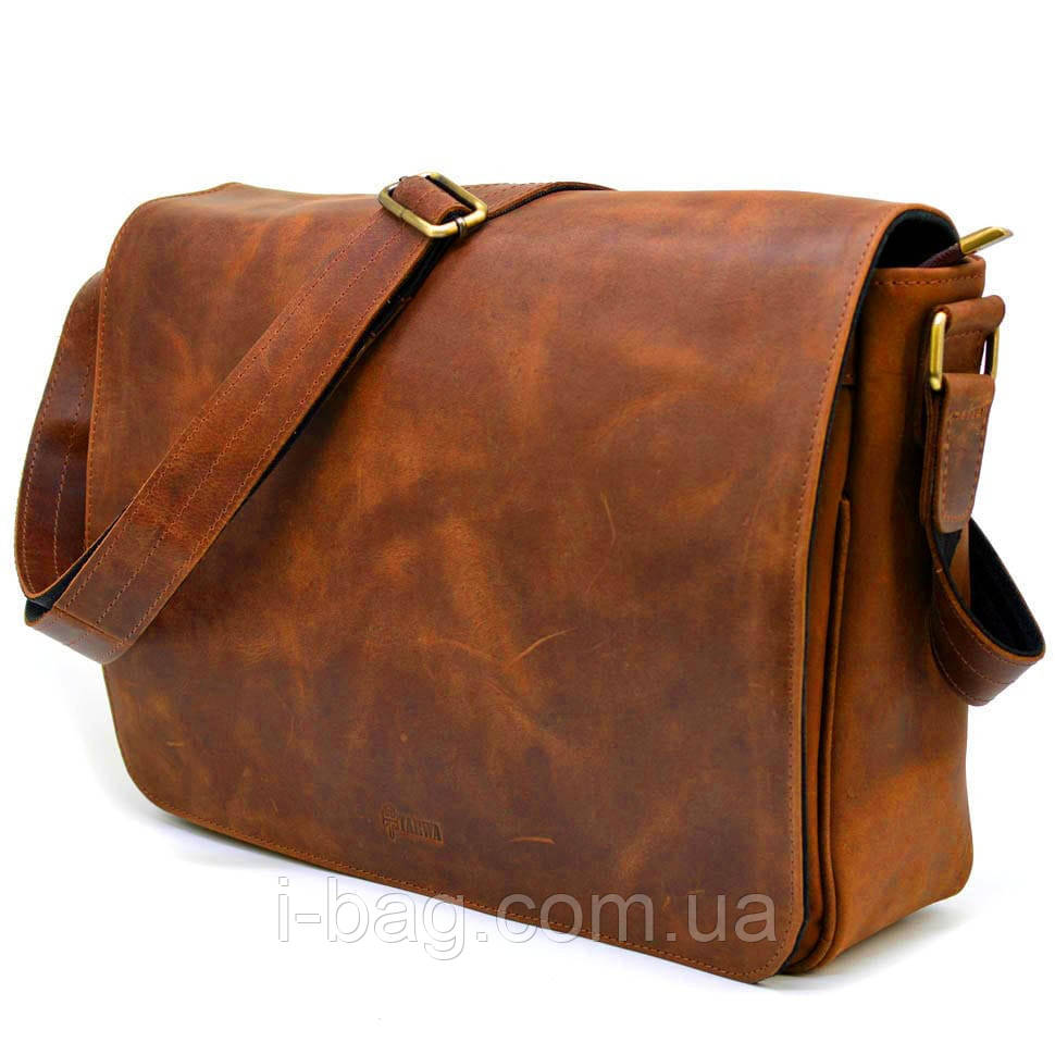 Чоловіча шкіряна сумка через плече з клапаном TARWA RY-1047-3md теракот, фото 1