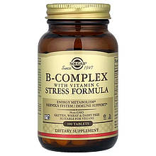 Вітаміни групи В + С, B-Complex, Solgar, стрес формула, 100 таблеток