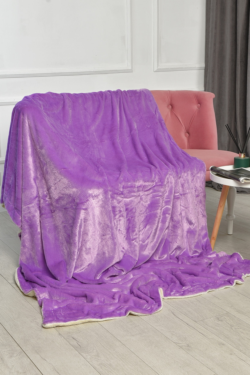 Плед двосторонній білого та бузкового кольору розмір 160*200 206099P, фото 1