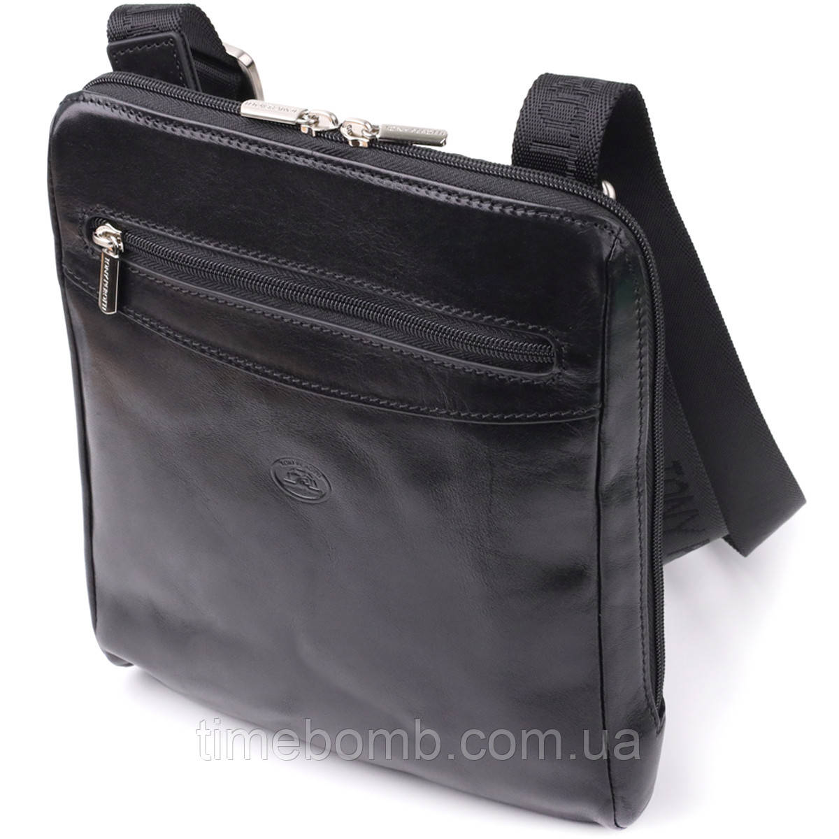 Чоловіча сумка через плече з гладкої натуральної шкіри Tony Perotti 20855_1 (9137-20 nero) Чорний