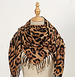 🔥Велика леопардова хустина 100*100 см коричневого кольору, фото 4