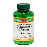 Nature's Bounty Magnesium Glycinate 240 мг, 180 капсул - витамины для мышц, сердца, костей и нервов.