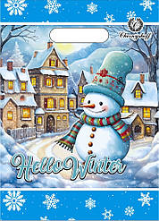 Пакет із прорізною ручкою 220*300 мм Сніговик 50 шт.