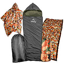 Термо-набір з одномісним спальним мішком з подушкою TANU, -25С°, 300 г/м2, 215*75 см Чорний (BR)