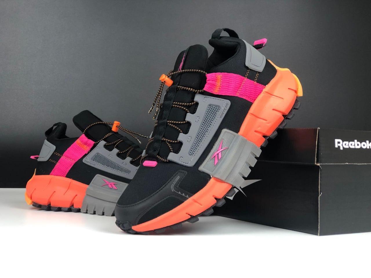 Чоловічі термо кросівки Reebok Zig Kinetica Edge Black Orange Чорні Рібок Зіг Кінетика Едж водонепроникний текстиль еврозима, фото 1