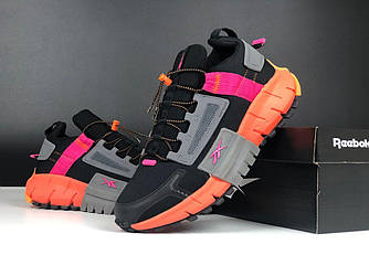 Чоловічі термо кросівки Reebok Zig Kinetica Edge Black Orange Чорні Рібок Зіг Кінетика Едж водонепроникний текстиль еврозима