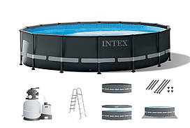 Каркасний басейн Intex 26326 ULTRA XTR (488х122 см., об'єм: 19156 л.) з пісочним фільтром, сходами та тентом