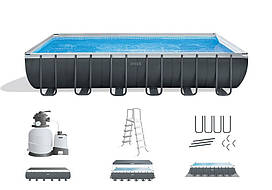 Каркасний басейн Intex 26364 Ultra Frame (732*366*132см, сходи, фільтр-насос, підстилка, тент)