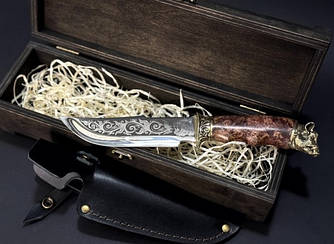 Ніж "Кабан" туристичний подарунковий у кейсі з шкіряним чохлом