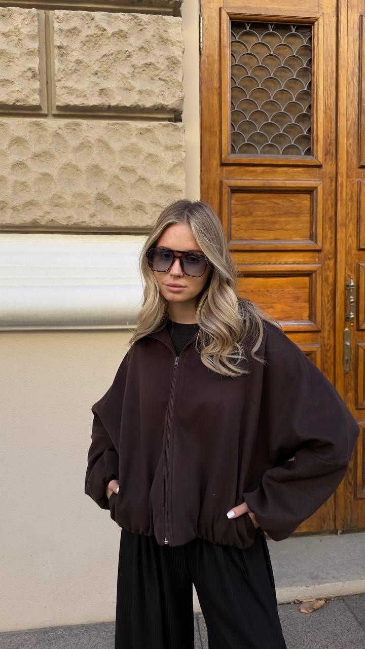 Жіночий демісезонний кашеміровий бомбер у стилі оверсайз, фото 1