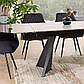 Стіл обідній Laconi160-220х90 см під білий мармур із 5 чорними поворотними стільцями у сучасному стилі, фото 2