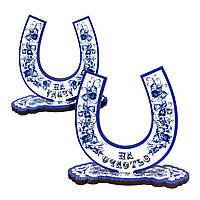 Настільна підкова в синьому кольорі "На щастя/На удачу"