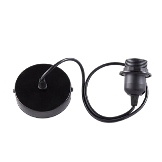 Патрон підвісний люстровий Е27, металева основа, чорний, провід 1м