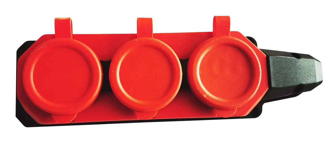 Колодка 3 гнізда з/з, 16А, каучук, (IP44), червона, MARSO