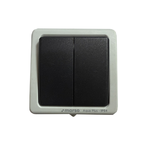 Вимикач 2 кл, 10А, MARSO "Aqua Plus", IP 54, сірий