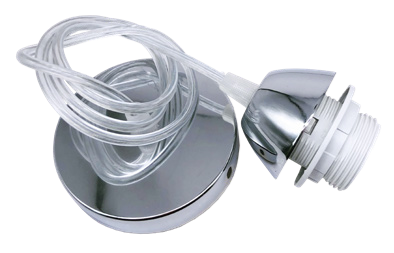 Патрон підвісний люстровий Е27, кріплення, металева основа, срібло, провід 1м