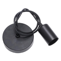 Патрон підвісний для лампи Е27, металева основа, чорний, провід 1м